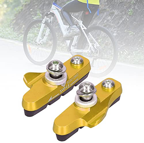 Fahrrad-Bremsbeläge, Fahrrad-V-Brake-Beläge Fahrrad-Bremsplatte Fahrrad-Bremsblöcke, die sicherer Fahren für die Fahrradreparatur für das Radfahren(Gold)