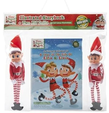 Elves Behaving Badly Elves Behavin' Badly Buch + 2 Elfenpuppen, A Year In The Life Of Elfie And Elvie A4 Buch 24 bunte Illustrationen mit 2 x 25,4 cm Elfie und Elvie Puppen