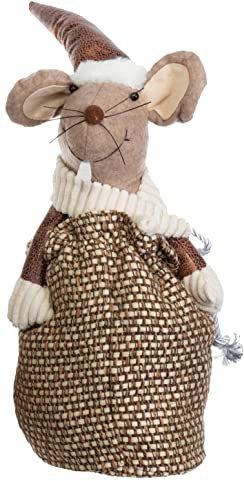 Brandsseller Weihnachts Deko Figuren | Maus Figuren ca. 25cm | Maus im Säckchen Motiv 2