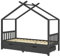 vidaXL Kiefernholz Massiv Kinderbett mit Schubladen Baumhaus-Stil Kinderhaus Hausbett Bett Lattenrost Holzbett Bettgestell Kinderzimmer Dunkelgrau 90x200cm