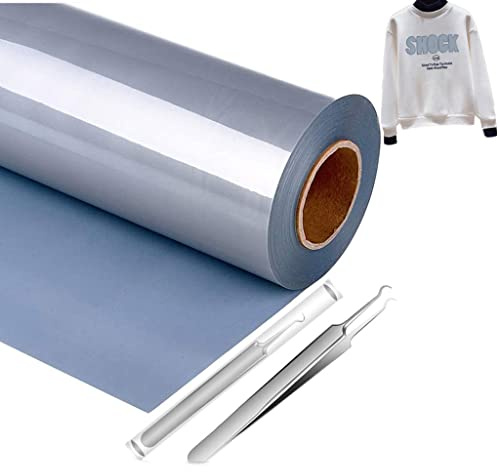 NCRGB® Heat Transfer Vinyl Silver Grey 12In x 10Ft,HTV Vinyl Roll for Cricut & Cameo,Iron on Vinyl for T-Shirts,Equipped with a Hooked Tweezers Easy to Cut & Weed(Silver Grey)
