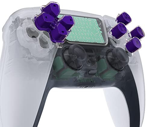eXtremeRate 3-farbige Taste Kit für ps5 Controller, Custom Ersatz Symbol D-pad & Aktionstaste Knöpfe Set, Re-Design Face Buttons Zubehör für ps5 Controller-Lila&Clear