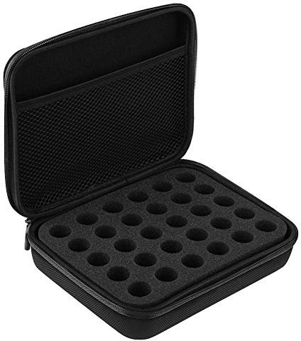 Joyzan Essential Oils Carrying Case, 30 Bottles Aromatherapy Oil Storage Box Hard Shell EVA Holder Organizer Portable Protects Bag Shockproof Foam Insert with Handle for 5ml Bottle Travel Secure