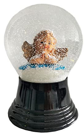 Schneekugel Echtglaskugel - Fast wie echter Schnee Motiv: Engel auf Wolke, 8 cm