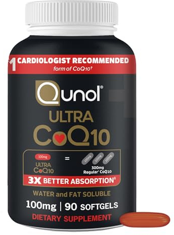 Qunol Ultra CoQ10 100mg Softgels- 3x Better Absorption, Antioxidant for Heart Health & Energy Production, Coenzyme Q10 Vitamins and Supplements, 3 Month Supply, 90 Count