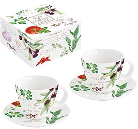 Easy Life Set mit 2 Kaffeetassen, 120 ml, aus Porzellan