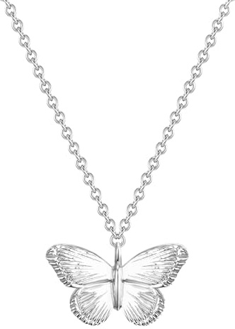 GLANZSTÜCKE MÜNCHEN Damen Kette 925/- Sterling Silber | rhodiniert, Ankerkette, Schmetterling, Federring