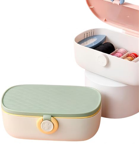 Tragbar Nähset Nähzubehör, nähkästchen nähkörbe für Anfänger, Reisende, Perfekt Näh Geschenk-box Grün