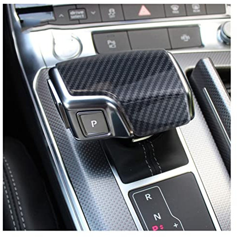 LANOBA Auto Styling Kohlefaser Konsole Schaltgriff Rahmenabdeckung Kompatibel mit Audi A6 C8 A7 Auto Innen Schaltknauf Kopf Aufkleber Trim