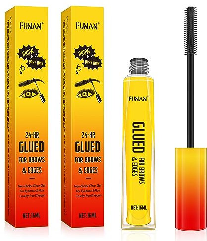 FUNAN Eyebrow Gel,Clear Brow Gel,Glued for Brows & Edges, for Styling Brows,16ml,2 Pack
