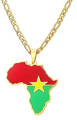 Cernomal Burkina-Faso-Karte-Flagge-Anhänger-Halsketten – Afrika-Umriss-Charm, Emaille-Gelbe Farbe, Halsbekleidung, Für Damengeschenke, Schmuck, Kuba-Pullover-Kette, Geschenke, Karten-H
