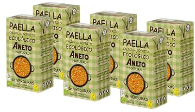 Aneto 100% Natural - Caldo Ecológico para Paella de Verduras - caja de 6 unidades de 1L