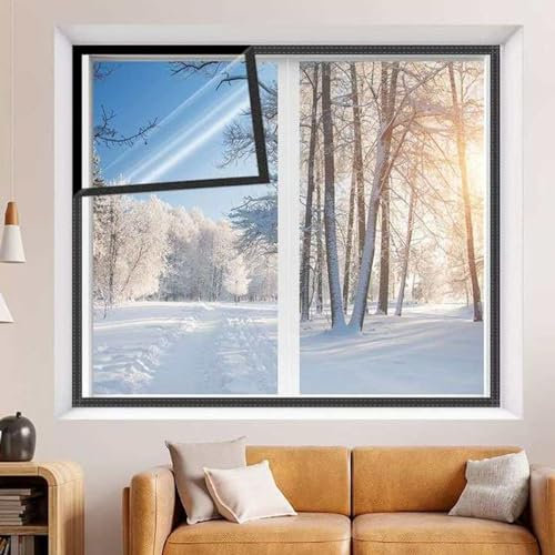 Fenster-Isolierset,Transparente Isolierfolie Für Hitzeschutz,Kälteschutzfolie Fenster,Winddichte Winter-Thermofolie,um den Raum Warm zu Halten, (200cm x 150cm)