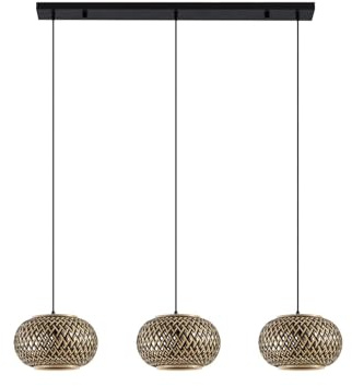 Lindby Pendelleuchte 'Nerys' (Landhaus, Vintage, Rustikal) aus Holz u.a. für Wohnzimmer & Esszimmer (3 flammig, E27) - Deckenlampe, Esstischlampe, Hängelampe, Hängeleuchte, Wohnzimmerlampe