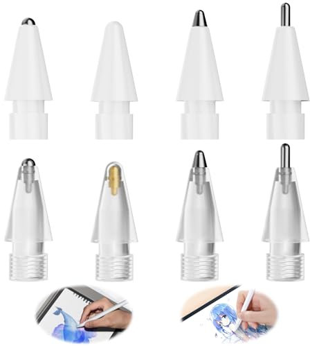 8 Stück Spitze für Apple Pencil,Spitzen für Apple Pencil,Tips für Apple Pencil,Stift Spitze für Ipad,Zubehör für Apple Pencil 2. Generation,Mine für Apple Pencil,Kunststoff- und Metallspitzen,Weiß
