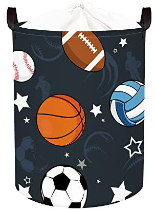 Clastyle Sport Ball Aufbewahrungskorb Sterne Kleidung Wäschekorb Bad Aufbewahrungsbox für Eltern Organize Spielzeug Buch,Sport Bälle,40x50 cm