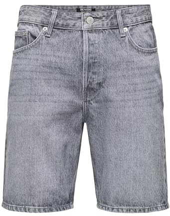 Only & Sons Male Jeans-Shorts ONSEDGE Mittlere Taille Gerade geschnitten Shorts