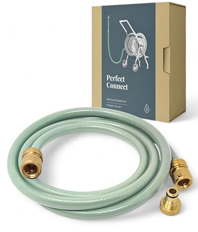 LIVLIG Anschlussgarnitur 1/2 2m, Anschlussschlauch Schlauchwagen, Gartenschlauch kurz mit Messing Adaptern, Grün