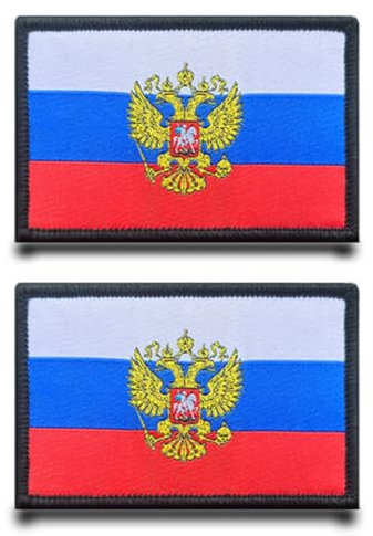 2 Stück Russland Adler Flagge Patch Stickerei Taktische Militär Patch,Aufnäher mit Stickereiverschluss Airsoft für Jacke Stickereibänder Rucksäcke Taktische Kleidung Taschen Abzeichen