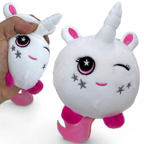 MIJOMA Kuscheliger Antistress-Squeezeball - Velvet Plüsch Quetschball im Kawaii Design, Sensorikspielzeug für alle Altersklassen, Ø10cm (weißes Einhorn)