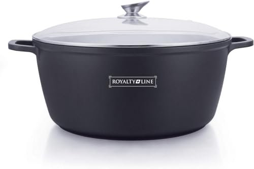 Royalty Line - RL-BS44M - Pentola Antiaderente con Coperchio in Vetro, 23 Litri, 44 cm