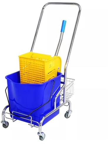 TT-YEC Tragbare Kommerzielle Mopp Eimer Set, 30L Kapazität Reinigungswagen, Mopp Für Bodenreinigung Und Wandreinigung, Kommerzielle Mopp Eimer Mit Rad Seite Druck Wringer, Blau
