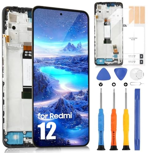 LCD Display für Xiaomi Redmi 12 LCD Bildschirm für Redmi 12 23053RN02A 23053RN02Y 23053RN02I 6,79 Zoll Bildschirmersatz Touchscreen Digitizer Full Assembly mit Reparatur-Set, Schwarz