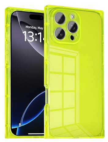 IAIYOXI Rectangle Case Compatible for iPhone 13 Pro Max, 6.7-inch, Full Camera Protection with TPU Cushion, Slim Clear Silicone Shockproof Case for Women Girls, Cover for iPhone 13 Pro Max, Yellow