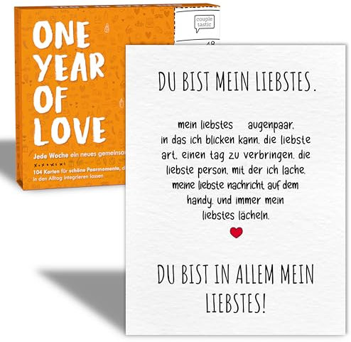 Wöchentliche Ideen für Paarzeit – Lustiges & Romantisches Geschenk zum Jahrestag, Hochzeitstag & Valentinstag – Für Ehemann, Ehefrau, Partner & Brautpaar – (mit Herz-Karte)