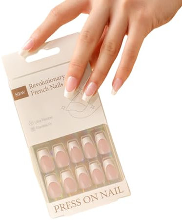 GZMAYUEN Nail Tips French Press On Nails, Rosa Medium Square Nageltips Kunstnägel, Full Cover Künstliche Fingernägel mit Nail Glue, 14 Sizes - Pack of 30 Square Nails