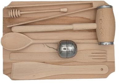 Hungarian 8pcs Wooden Kitchen Utensils Set with Stake Hummer