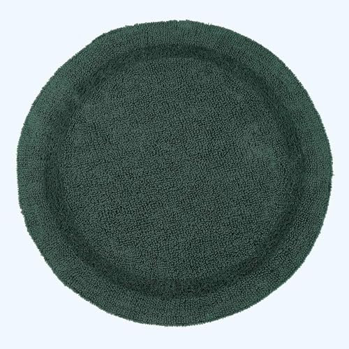 Homescapes Runde Badematte waldgrün, Premium Badvorleger 80 cm, Badteppich Baumwolle mit Wende-Design