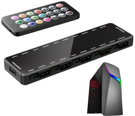 RGB-Computer-PC-Gehäuse-Lüfternabe,Argb-Pwm-Lüfternabe | PC-Lüfter-Hub, Computer-Argb-Pwm-Lüfter-Splitter,Argb Pwm Rgb Gehäuselüfternabe PC-Lüfternabe für Beleuchtungskomponenten
