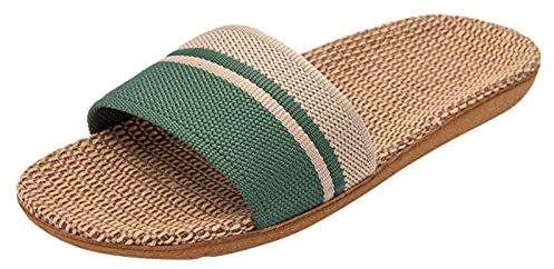 Generico Donna Pelle Flip Flop Donna Rosa Infradito Donna Pantofole da Donna Nuove Amanti del Lino alla e Scarpe da Spiaggia Leggere, comode e Antiscivolo in Estate Donna da Lavoro (Green, 36)