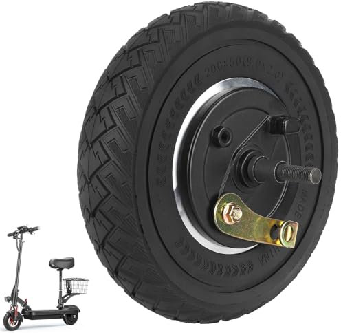 VOLOHAS 200x50 Vollreifen 8-Zoll-Elektroroller-Vorderrad mit Trommelbremse für Dualtron Speedway Mini 4 Pro/SpeedTrott GX12 Vorderrad Trommelbremse Scooter 8 Zoll 8,0x2,0 Trommelbremsnabe (mit Welle)