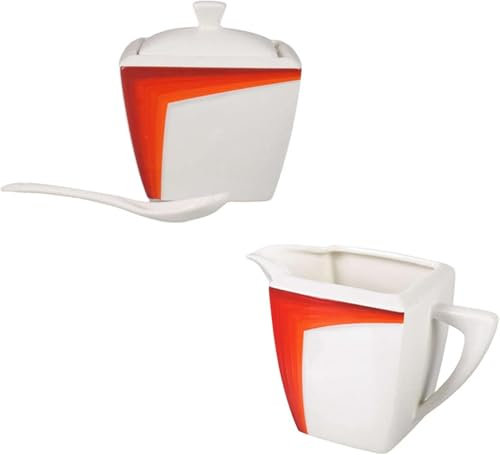 Elegante set di lattiera e zuccheriera in ceramica per servire il caffè, con brocca e zuccheriera