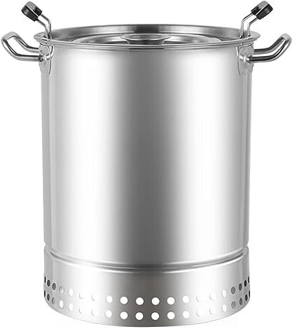 Holzkohlegrill, Räucherfass Smoker, Fassräucher, Holzkohlegrill, Grillfass aus Edelstahl mit 20 Spießen, Grillkorb mit Rollen,