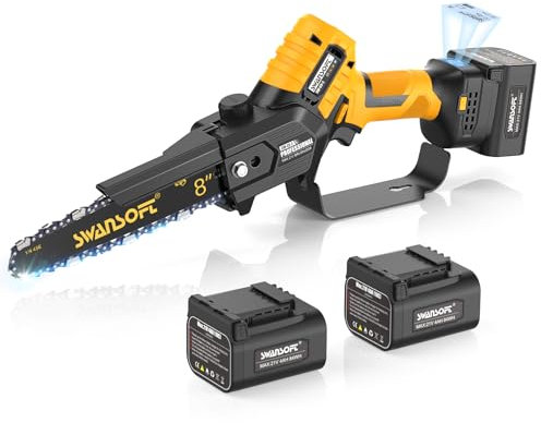 Mini motosierra bateria de 8 pulgadas, 600 W/21V/4000 mAh*2, motosierra eléctrica profesional con lubricación automática, sierra de poda a batería para cortar madera en huertos y olivares CS-2