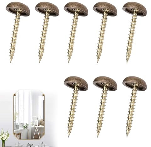 8Pcs Brass Screw Caps 15mm Mirror Screws Antique Brass Screws Self-tapping Screw with Cover for Furniture Nails Brass Decorative Screws with Caps Curved Decorative Cap Brass Screws for Wood
