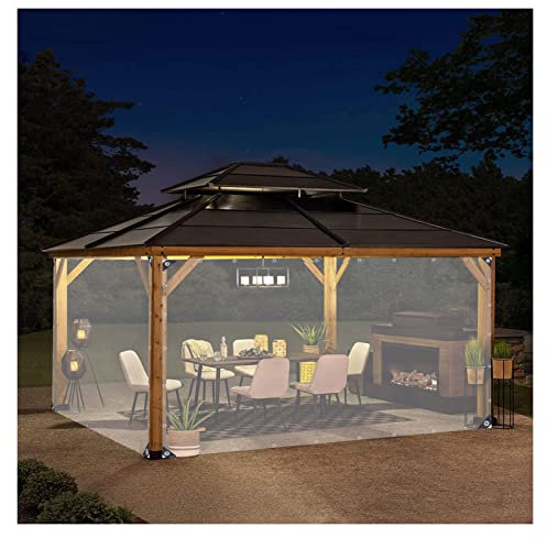 KANMR Tende Trasparenti Tenda for Finestra con Occhielli, Gazebo Balcone Le Tende Trasparente Impermeabile Con Occhiello Tenda Porta Esterna for Pergola, Portico, Gazebo, Capanna, Personalizzabile(1x2
