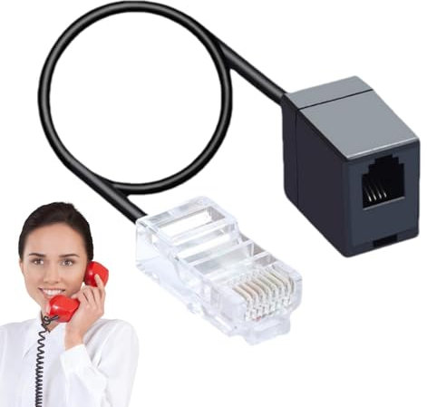 RJ11 a RJ45, adaptador de líneas telefónicas a Ethernet | Acopladores portátiles RJ45 a RJ11 de 14 pulgadas - Cable adaptador de teléfono 8P4C a 6P4C, cable de red a teléfono para expansión de red dom