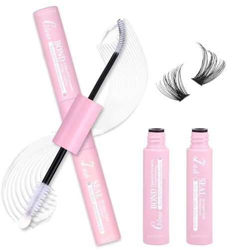 wiwoseo Eyelash Glue Bond and Seal Lash Glue Super Strong Hold Lash Glue Waterproof Eyelash Adhesive for Strip Lashes Adhesive Fast Drying Lashes Glues for Cluster Lashes (White Bond, 10ml)