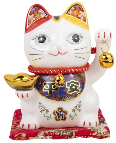 lachineuse Katze des GLÜCKS und des GLÜCKS - Die japanische Maneki Neko - Weiß - Sparschwein - Japanisches Dekorationsobjekt - Japanische asiatische Geschenkidee, 0,3 Kg