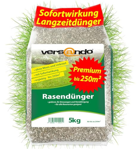 versando 5kg Rasendünger Sommer bis 250m²: verdrängt Moos und Unkraut für gesunden sattgrünen Rasen Sommerdünger mit Sofortwirkung - Premium Qualität