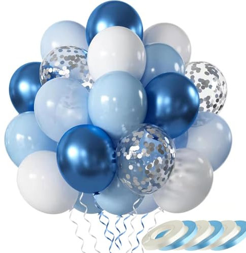 wenweo Luftballons Geburtstag • [60 Stück] • 12 zoll Premium Blau Ballons aus 100% Naturlatex • Helium Luftballons Blau • Luftballon Girlande • Perfekt für Feiertage oder Partydekorationen