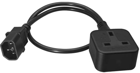 Strhowill 0.6M/1.96FT IEC320 C14 Male to UK 3Pin Female Power Adaptor Cord | 10A 250V heavy duty cable, flexible twisted pure copper core with PVC insulated jacket for PDU UPS power conversion