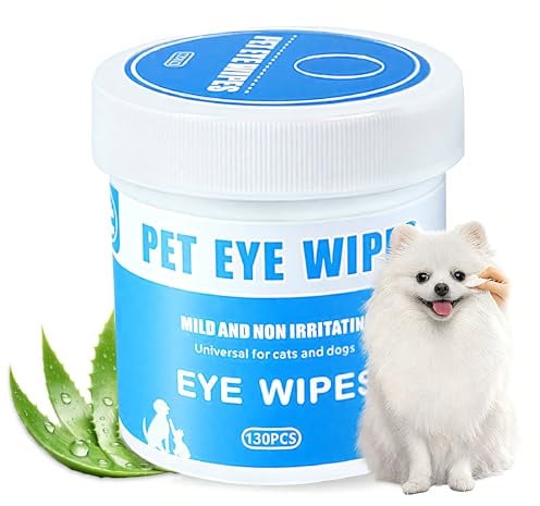 130 Stück Augenpflege-Pads für Hunde,Feuchttücher zur Reinigung von Tränenflecken, Pet Tränenflecken Wipes für Hundeaugen, Weiche Augenpads für Welpen & Hunde, Hundezubehör für tägliche Pflege