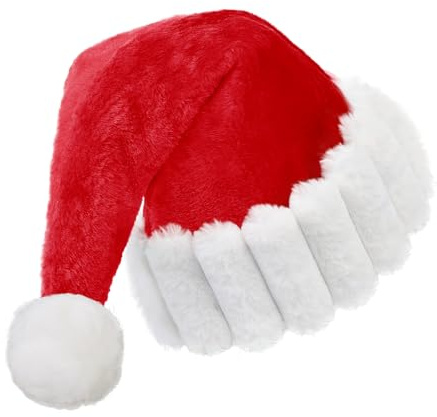 ASENKU Weihnachtsmütze Erwachsene Nikolausmütze Rot Plüsch Weihnachtsmütze für Herren und Damen Warm Santa Clause Mütze für Weihnachtsfeier,Neujahr,Feiertage,Party