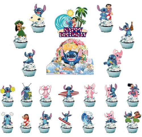 LOVEYOLO 25 Stück Cupcake Topper – Cartoon Tortendeko Set für Kindergeburtstag, Happy Birthday Kuchen Deko Figuren
