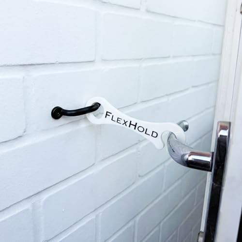 FlexHold 15cm Door Stay – 2 Pack – French & Patio Door Holders – Durable TPU Restraint with Stainless Steel Hooks, Screws & Wall Plugs – Pet Friendly & Fresh Air – Strong & Easy to Install
